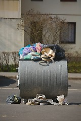 Image showing Garbage Containers Full, Overflowing