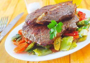 Image showing baked meat with vegetables