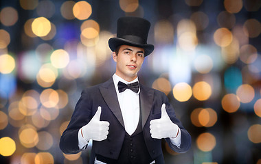 Image showing magician in top hat showing thumbs up