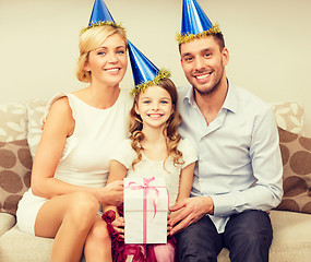 Image showing happy family with gift box