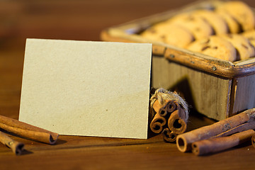 Image showing close up of christmas oat cookies on wooden table