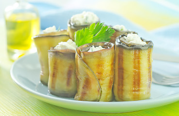 Image showing eggplant rolls with cheese