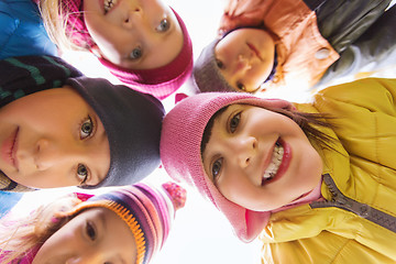 Image showing group of happy children faces in circle