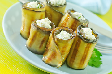 Image showing eggplant rolls with cheese