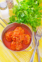 Image showing meat ball with tomato sauce