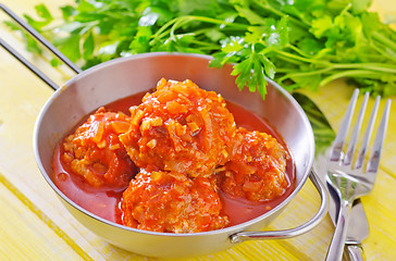 Image showing meat ball with tomato sauce