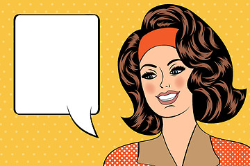 Image showing Pop Art illustration of girl with the speech bubble. Pop Art gir