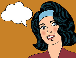 Image showing Pop Art illustration of girl with the speech bubble. Pop Art gir