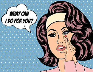 Image showing Pop Art illustration of girl with the speech bubble. Pop Art gir