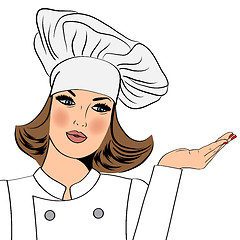 Image showing Sexy blonde chef woman in uniform 