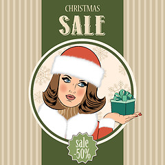 Image showing Christmas sale design with sexy Santa girl