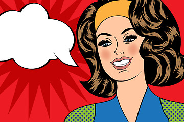 Image showing Pop Art illustration of girl with the speech bubble. Pop Art gir