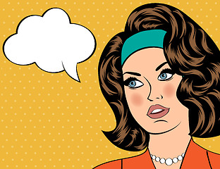 Image showing Pop Art illustration of girl with the speech bubble. Pop Art gir