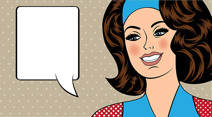 Image showing Pop Art illustration of girl with the speech bubble. Pop Art gir