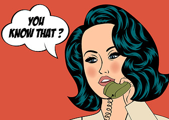 Image showing Pop Art illustration of girl with the speech bubble. Pop Art gir