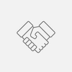 Image showing Handshake and successful real estate transaction line icon.