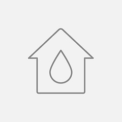 Image showing House with water drop line icon.