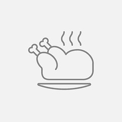 Image showing Baked whole chicken line icon.