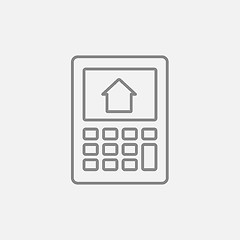 Image showing Calculator with house on display line icon.