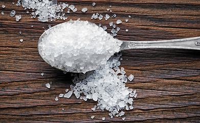 Image showing spoon of sea salt