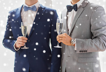 Image showing close up of male gay couple with champagne glasses