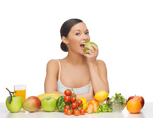 Image showing woman with fruits and vegetables