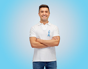 Image showing happy man with prostate cancer awareness ribbon