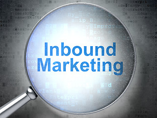 Image showing Marketing concept: Inbound Marketing with optical glass