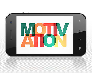 Image showing Finance concept: Smartphone with Motivation on  display