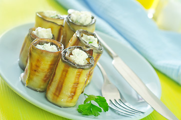 Image showing eggplant rolls with cheese