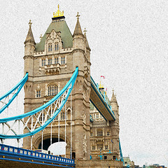 Image showing london tower in england old bridge and the cloudy sky