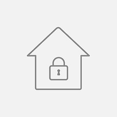 Image showing House with closed lock line icon.