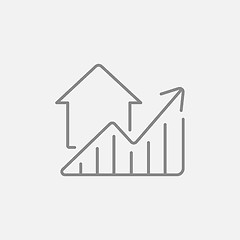 Image showing Graph of real estate prices growth line icon.