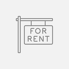 Image showing For rent placard line icon.