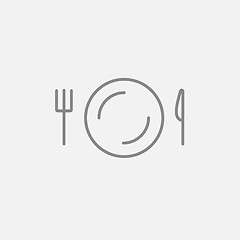 Image showing Plate with cutlery line icon.