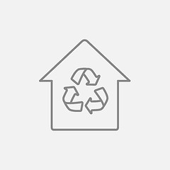 Image showing House with recycling symbol line icon.