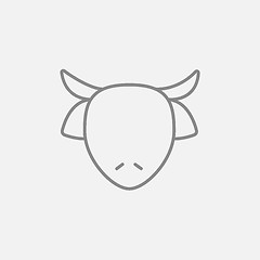 Image showing Cow head line icon.