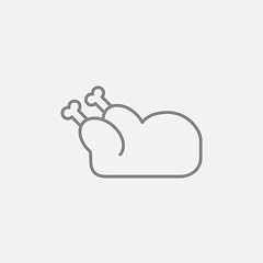 Image showing Raw chicken line icon.