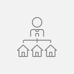 Image showing Real estate agent with three houses line icon.