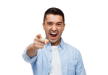 Image showing angry man shouting and pointing finger on you