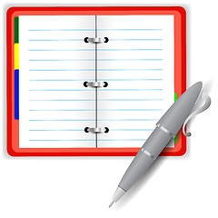 Image showing Open Notebook and Grey Pen