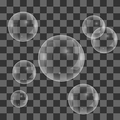 Image showing Set of Transparent Soap  Water Bubbles