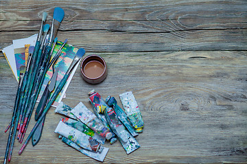 Image showing Paints and brushes