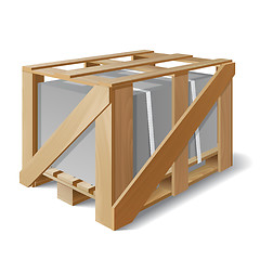 Image showing Wooden crate with cargo on a pallet. 