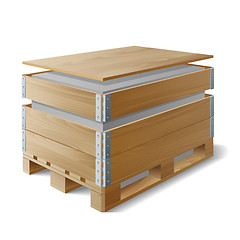 Image showing Wooden box with cargo on a pallet