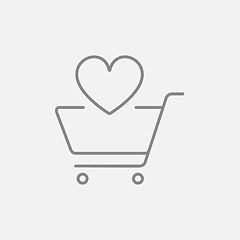 Image showing Shopping cart with heart line icon.