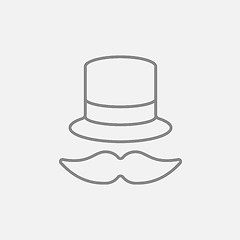 Image showing Hat and mustache line icon.