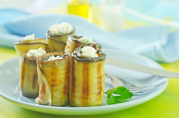 Image showing eggplant rolls with cheese