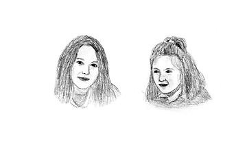 Image showing girls drawing
