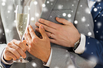 Image showing close up of male gay couple with champagne glass